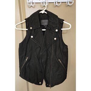Kill City distressed black leather biker vest
